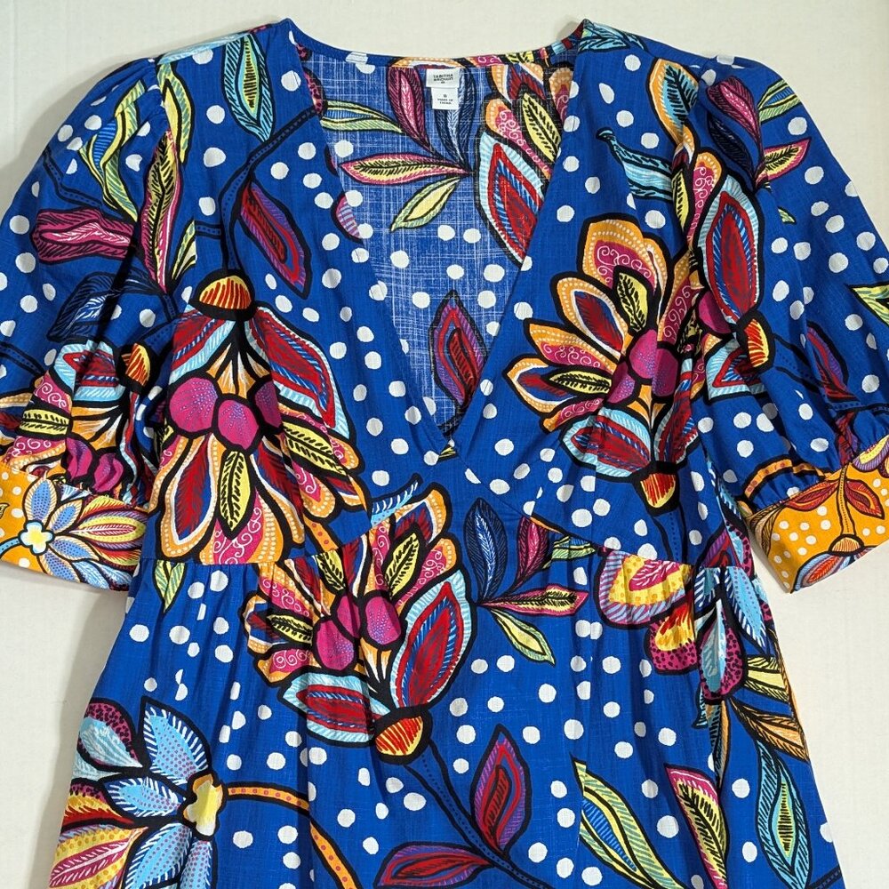Tabitha Brown x Target Mixed Floral/Polka Dot Puff Sleeve Boho Maxi Dress 8 - Picture 10 of 10